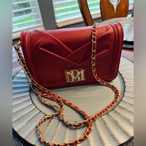 NWT Badgley Mischka Elegant Red Crossbody with Gold Chain